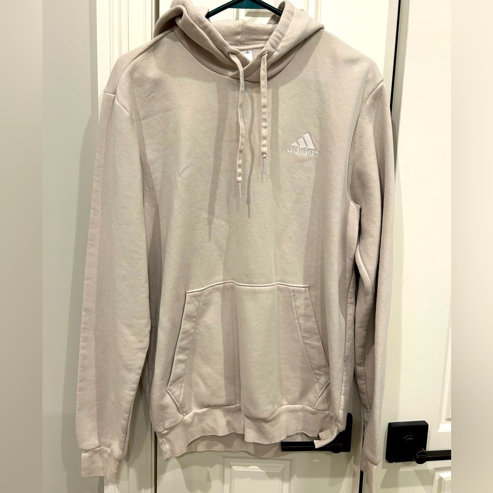 Adidas Men Fleece Cozy Pullover Hoodie Size Medium Beige unisex
